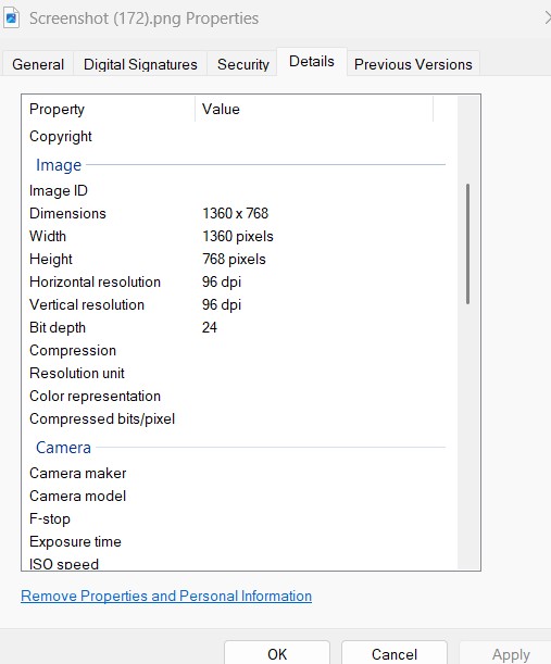 image properties from forum download