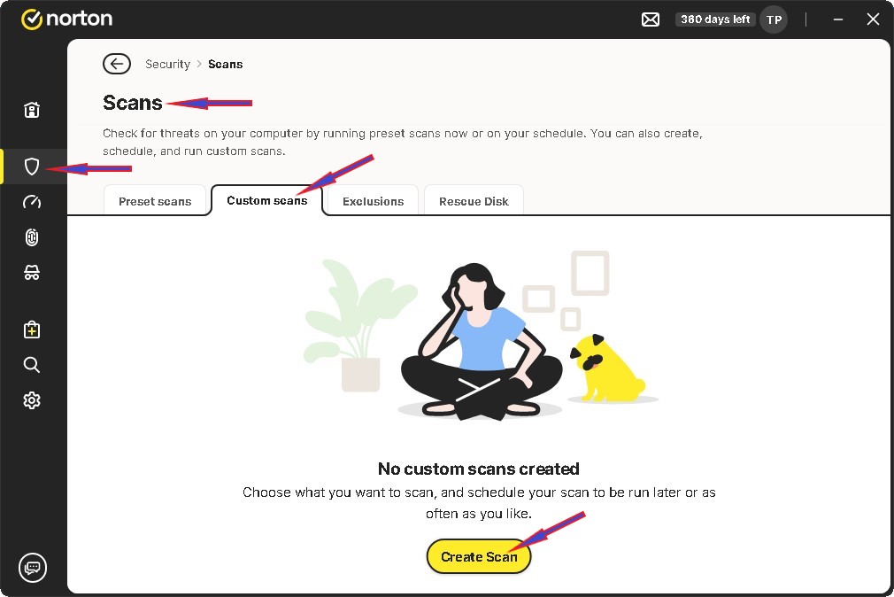 scans create a custom scan