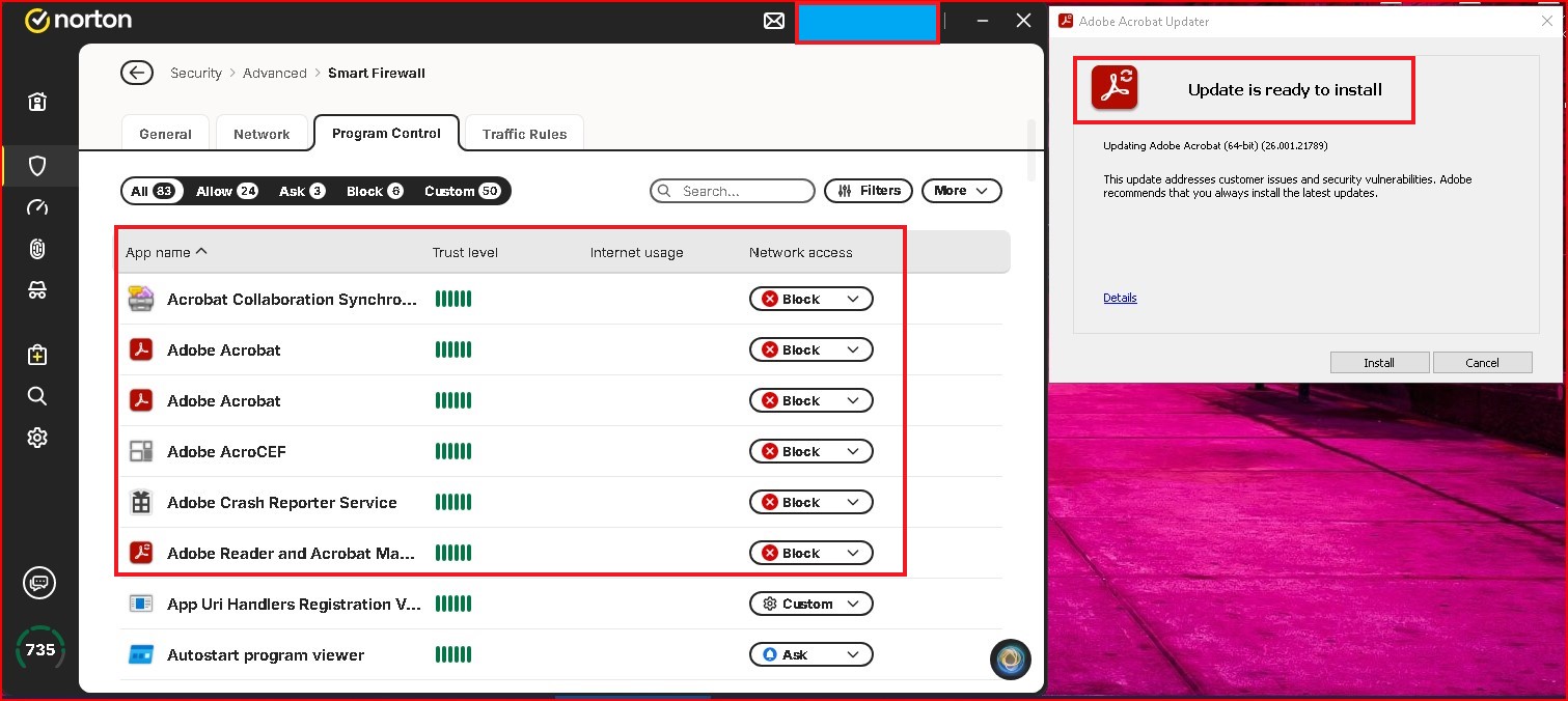 what gives with this adobe is blocked yet updates downloaded