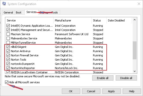 system configuration settings msconfig
