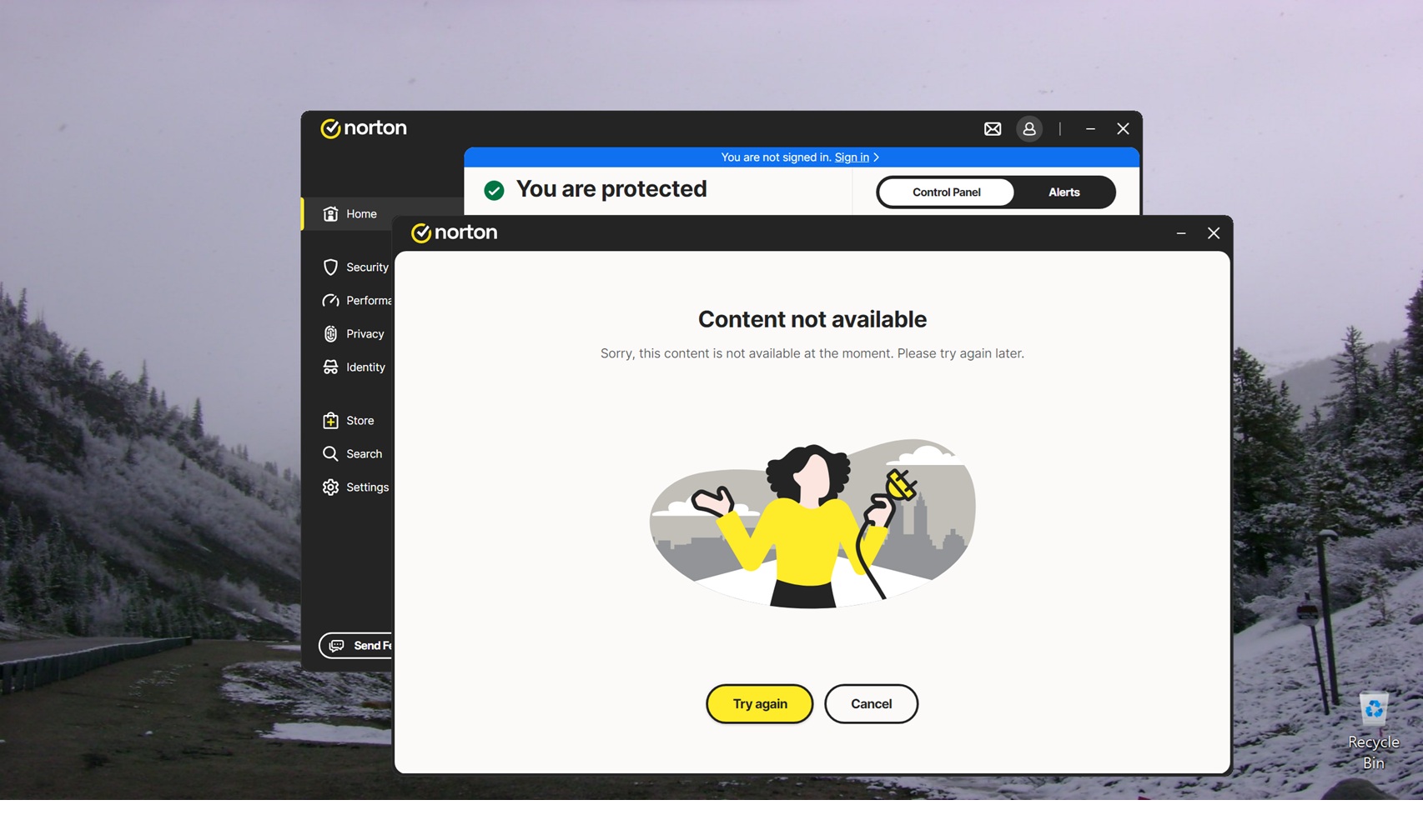 norton signin problem - 2