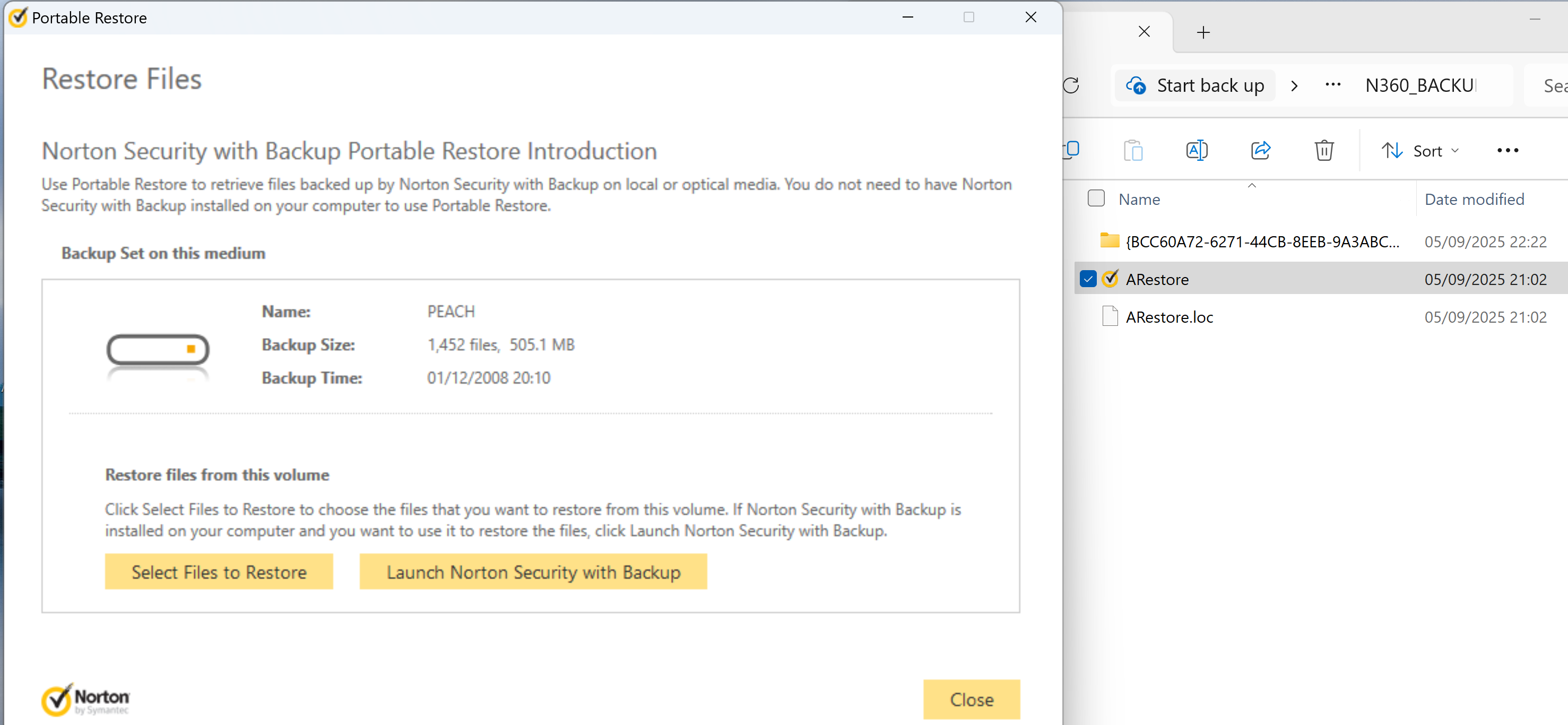 3. ARestore inside N360_BACKUP folder