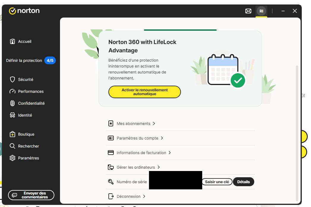 Norton - Saisir une clé produit 3