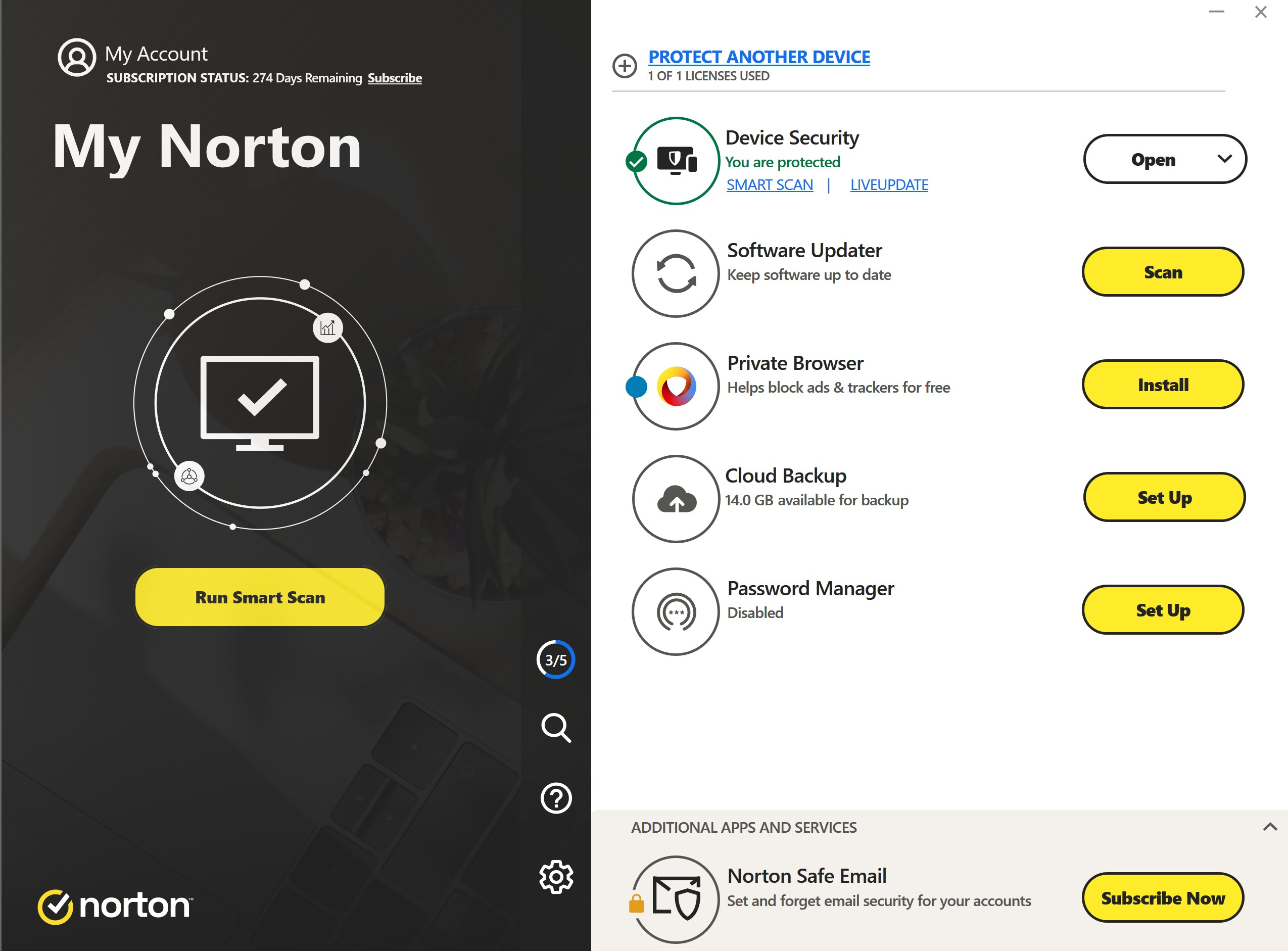 norton no vpn on v22