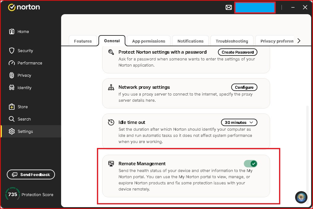 remote management setting on PC
