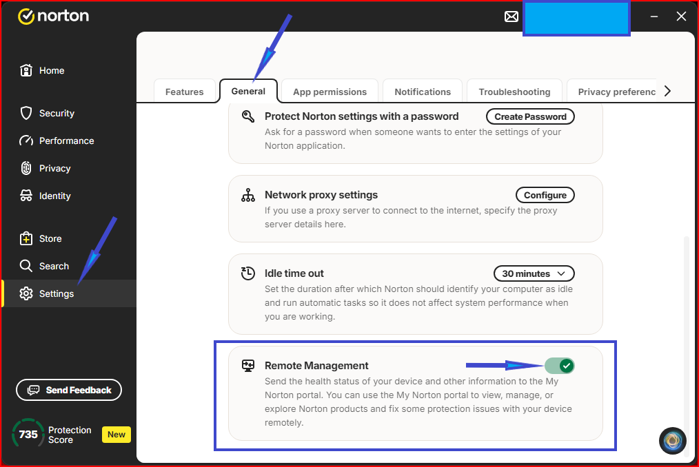 remote management setting
